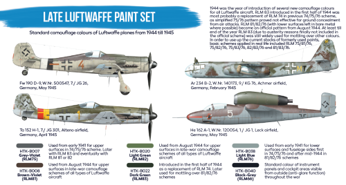 Hataka Blue Line Acrylic Paint Set of 6 Paints Late Luftwaffe (HTK-BS03)