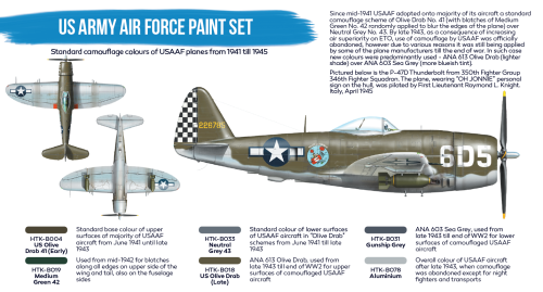 Hataka Blue Line Acrylic Paint Set of 6 US Army Air Force (HTK-BS04.2)