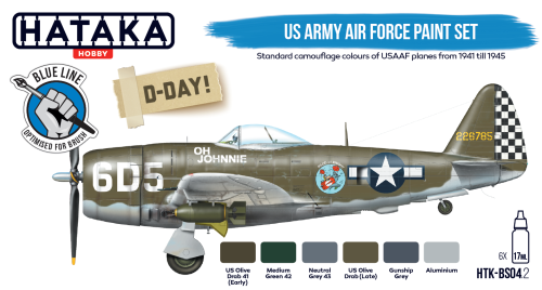 Hataka Blue Line Acrylic Paint Set of 6 US Army Air Force (HTK-BS04.2)