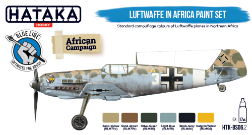 Hataka Blue Line Acrylic Paint Set of 6 Luftwaffe in Africa (HTK-BS06.2)