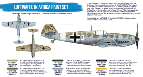 Hataka Blue Line Acrylic Paint Set of 6 Luftwaffe in Africa (HTK-BS06.2)