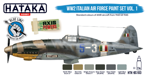 Hataka Blue Line Acrylic Paint Set of 6 WW2 Italian Air Force Vol. 1 (HTK-BS103)