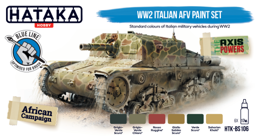 Hataka Blue Line Acrylic Paint Set of 6 WW2 Italian AFV (HTK-BS106)