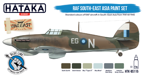 Hataka Blue Line Acrylic Paint Set of 6 RAF South-East Asia (HTK-BS115)
