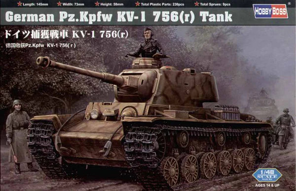 HobbyBoss 1/48 German Pz.Kpfw KV-1 756(r) Tank (84818)