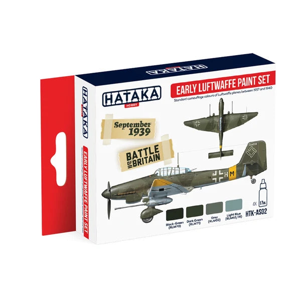 Hataka Red Line Acrylic Paint Set of 4 Early Luftwaffe (HTK-AS02)