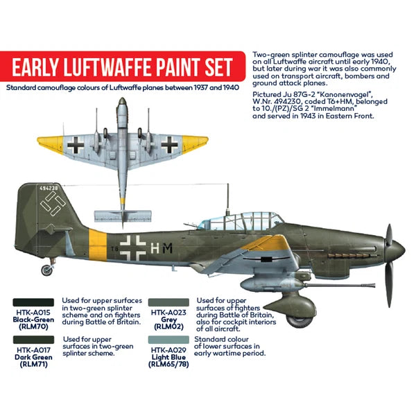 Hataka Red Line Acrylic Paint Set of 4 Early Luftwaffe (HTK-AS02)