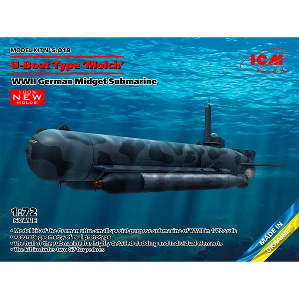 ICM 1/72 WWII German Midget Submarine U-Boat Type 'Molch' (S.019)