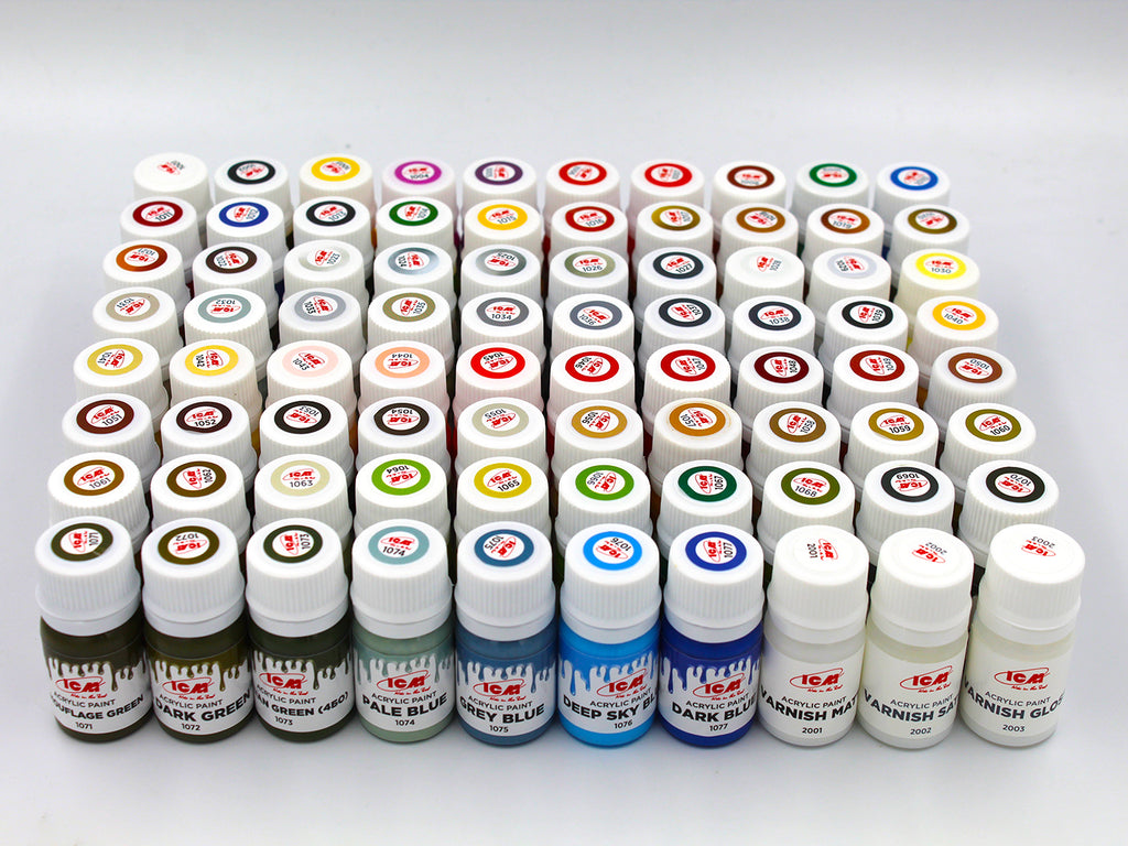 ICM #3004 acrylic paint set 80 x colours 12ml - bottle detail