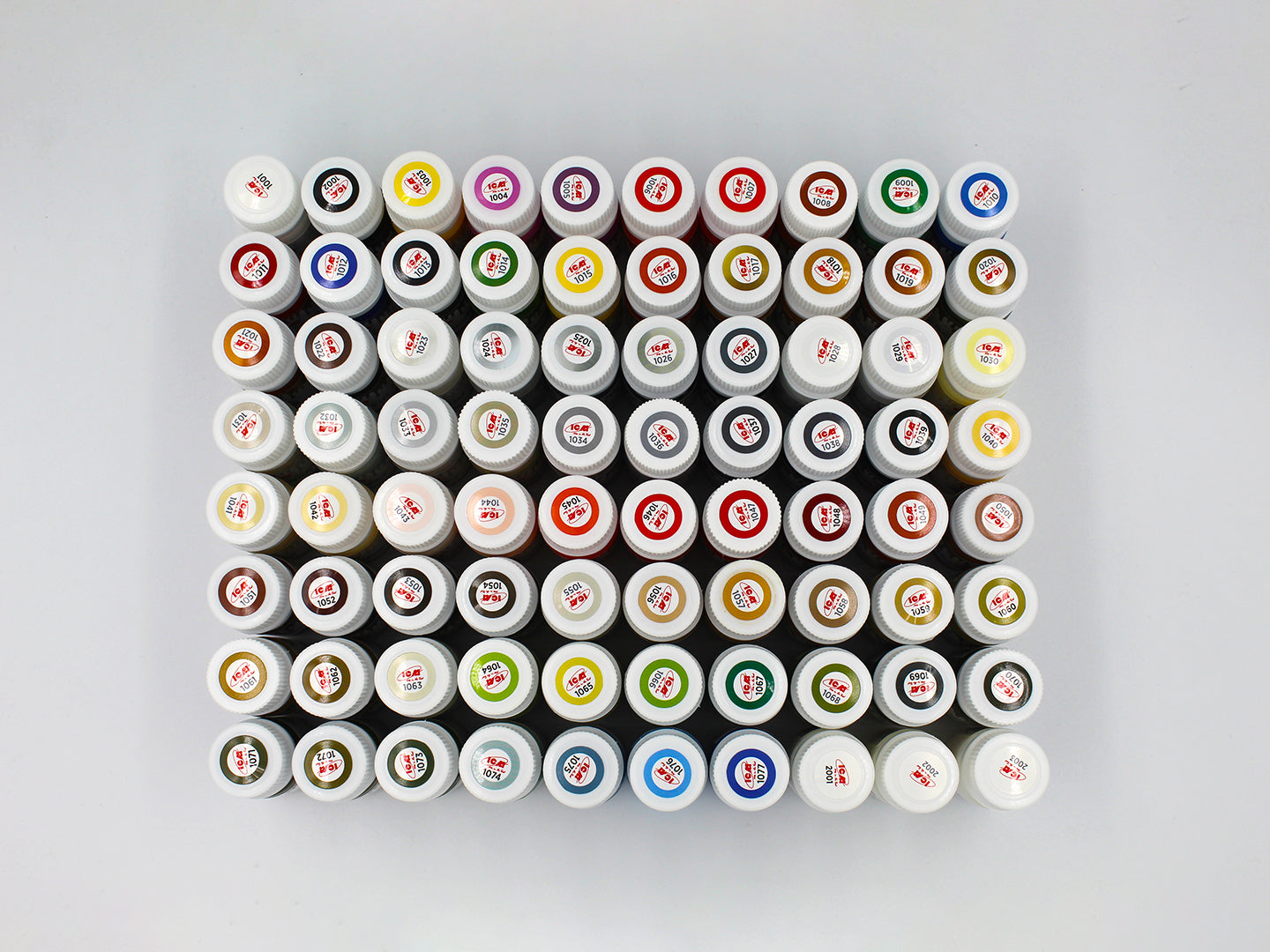 ICM #3004 80 x set acrylic paint bottle 12ml lids