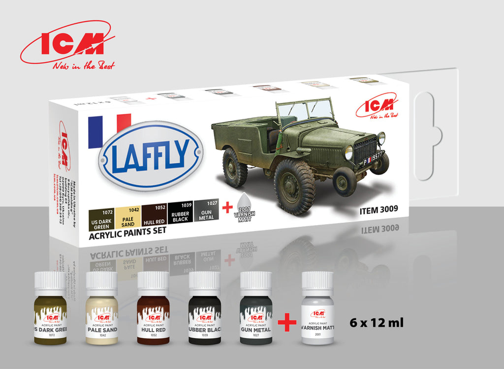 ICM Acrylic Paint Set for Laffly V15T and French Vehicles (3009)