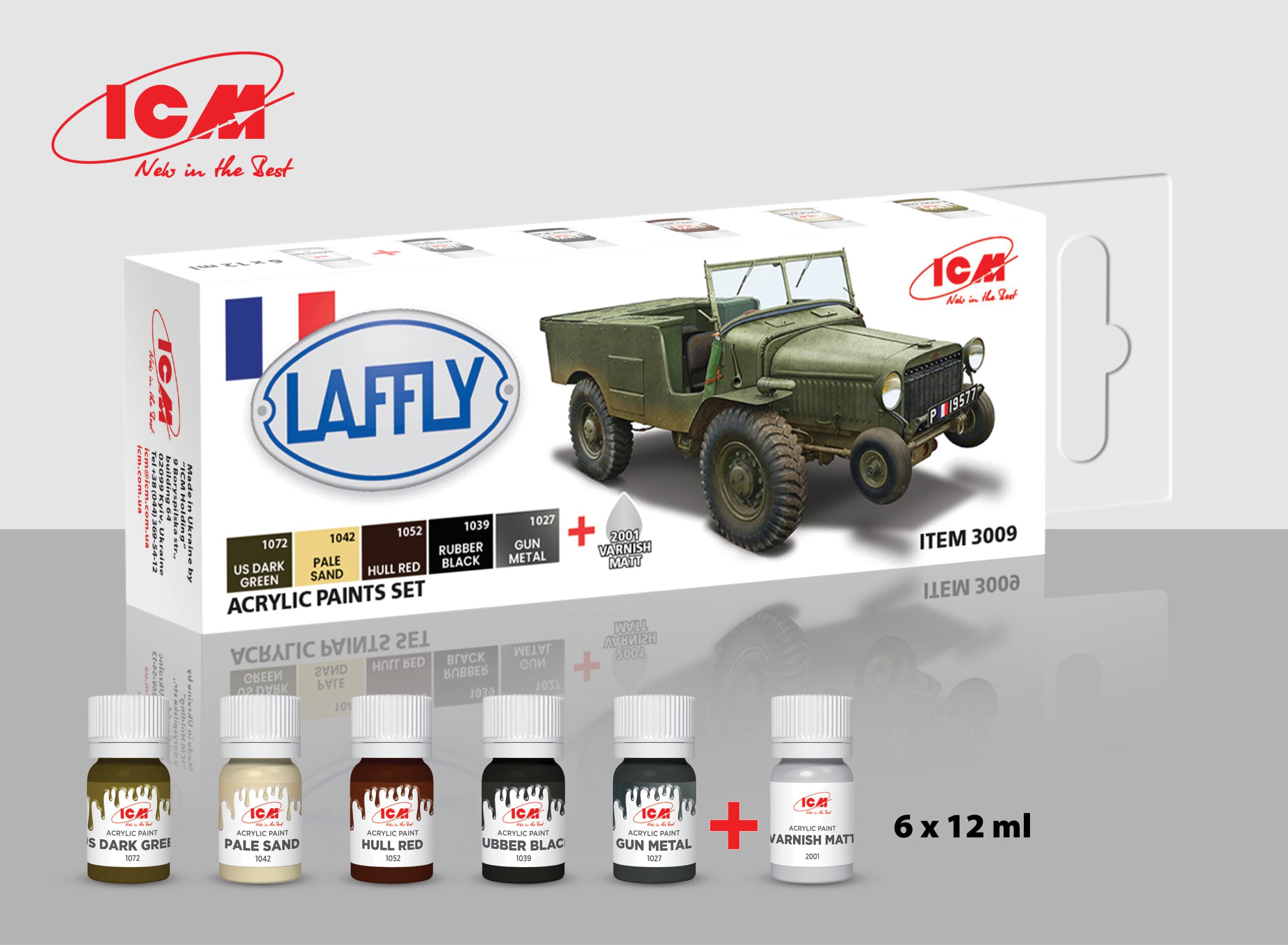 ICM Acrylic Paint Set for Laffly V15T and French Vehicles (3009)