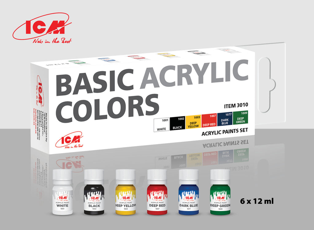 ICM Acrylic Paint Set Basic Acrylic Colours (3010)