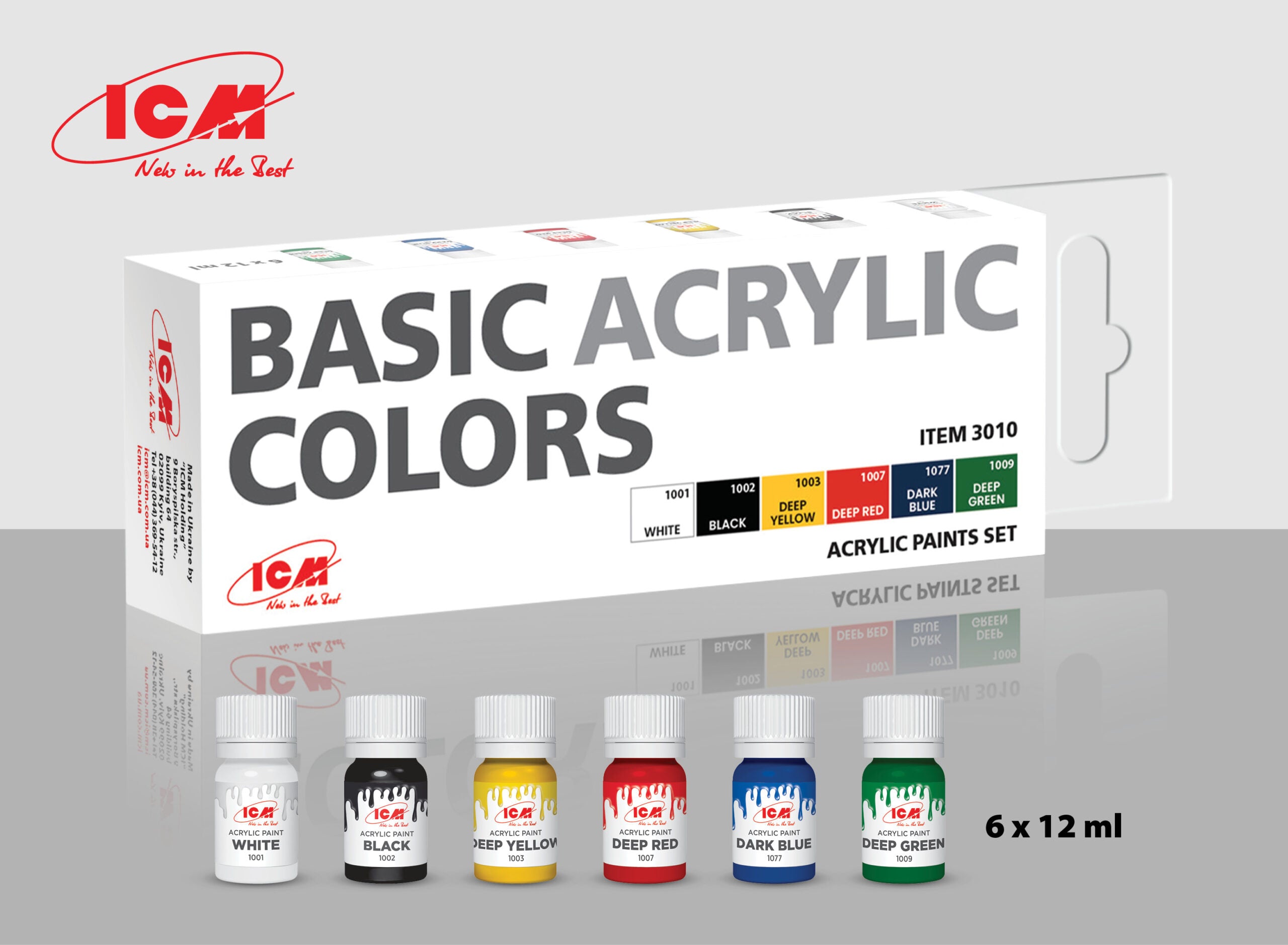 ICM Acrylic Paint Set Basic Acrylic Colours (3010)