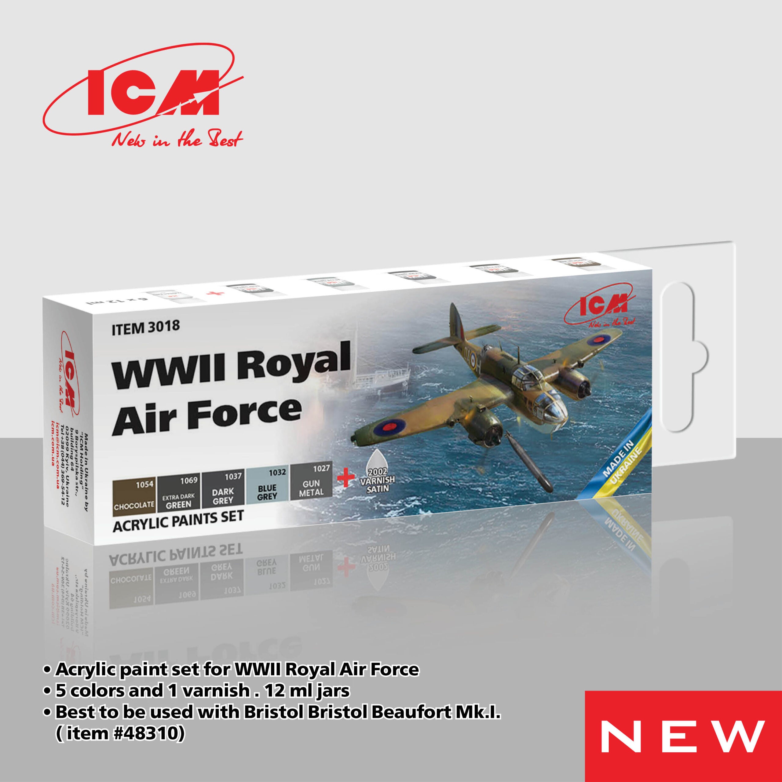 ICM Acrylic Paint Set Basic Acrylic Colours (3018)