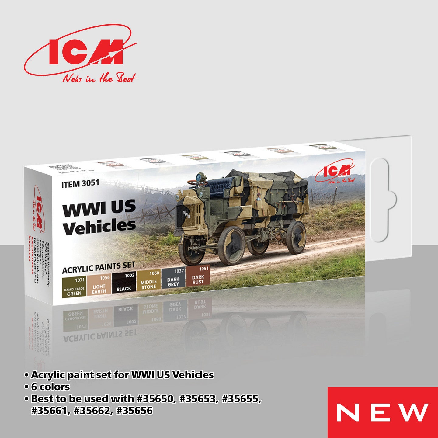 ICM Acrylic Paint Set WWI US Vehicles (3051)
