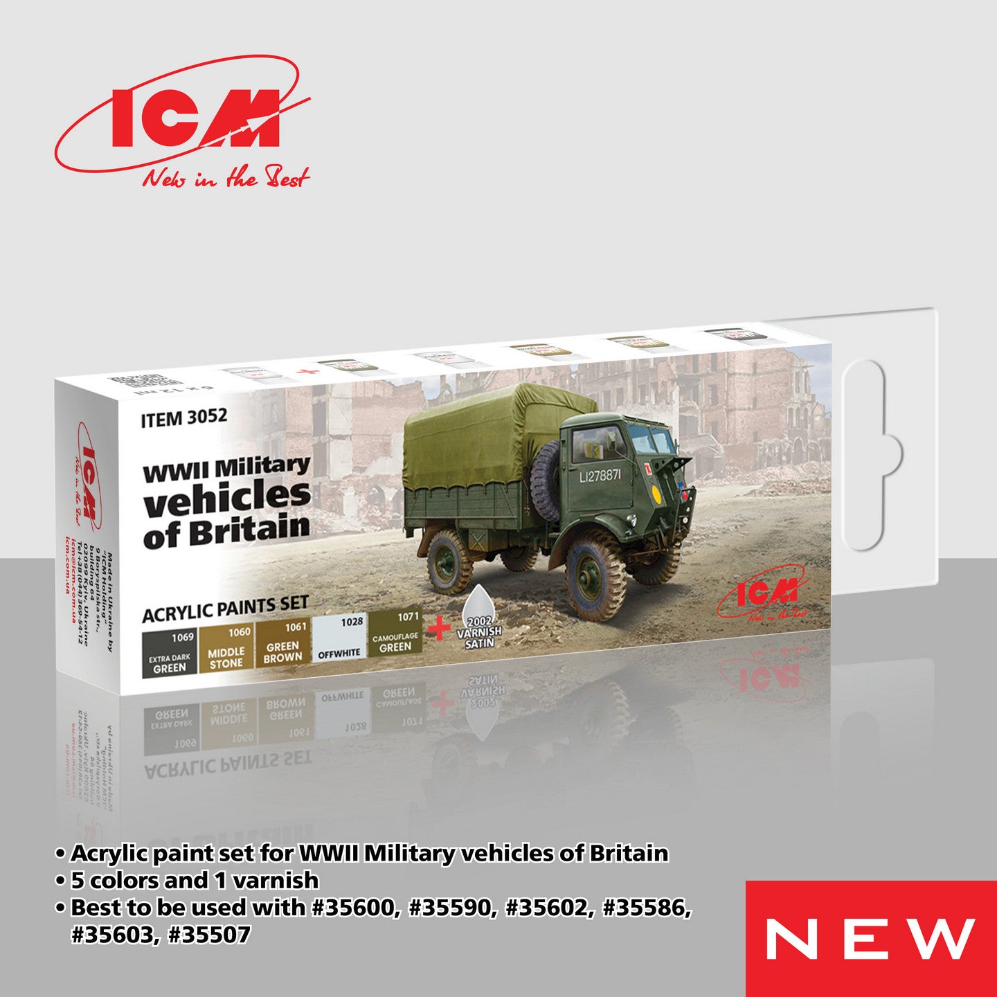 ICM Acrylic Paint Set WWII Military Vehicles of Britain (3052)