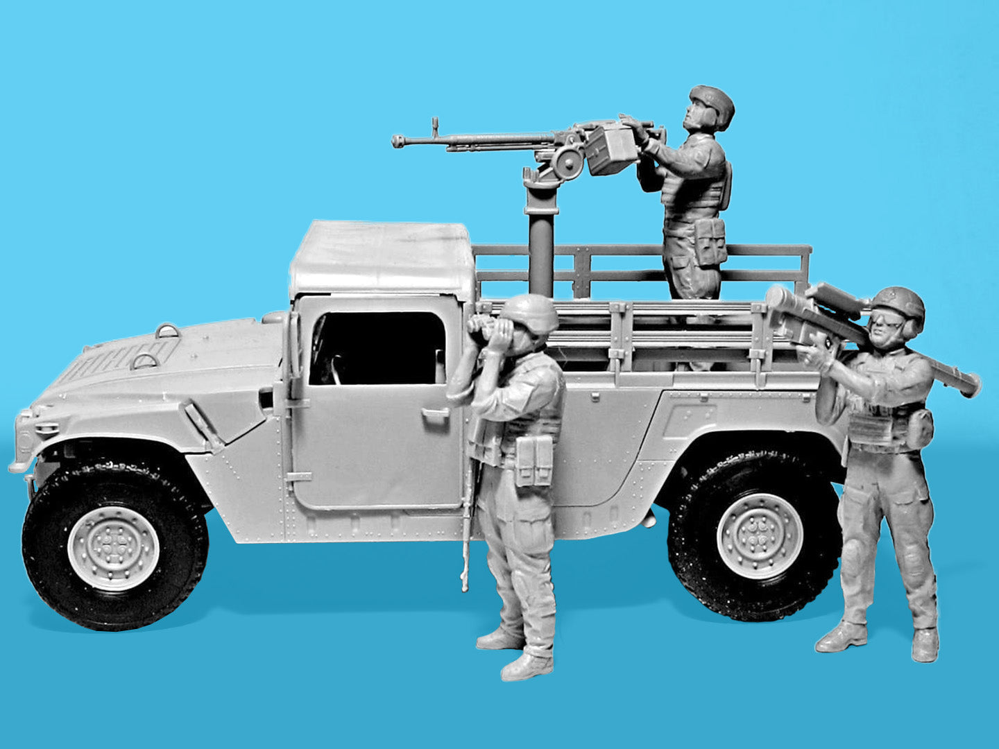 ICM 1/35 Ukrainian Drone Hunters Humvee M1097A2 with DShKM machine gun, gunner, observer and MANPADS operator (DS3531)