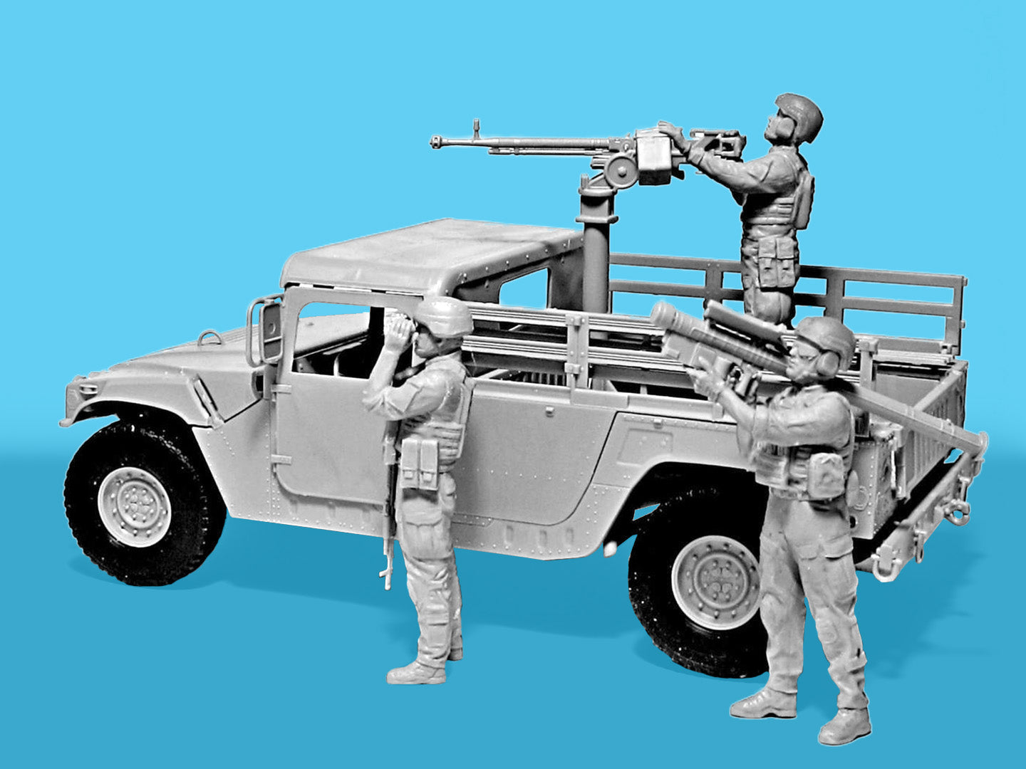 ICM 1/35 Ukrainian Drone Hunters Humvee M1097A2 with DShKM machine gun, gunner, observer and MANPADS operator (DS3531)