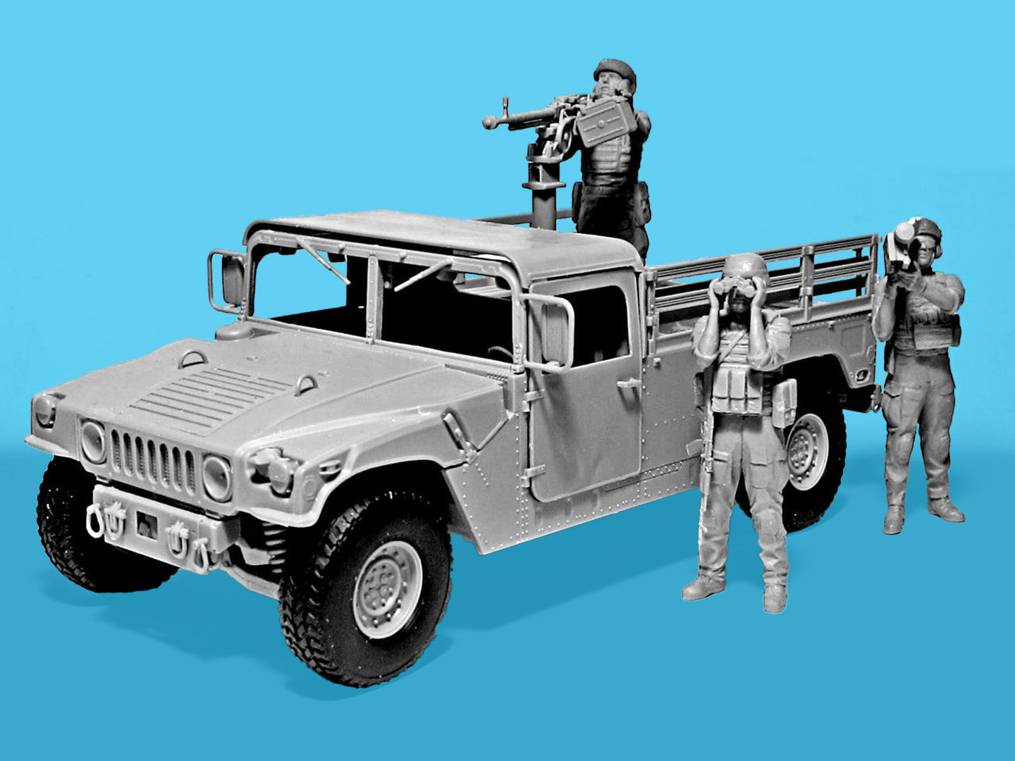 ICM 1/35 Ukrainian Drone Hunters Humvee M1097A2 with DShKM machine gun, gunner, observer and MANPADS operator (DS3531)