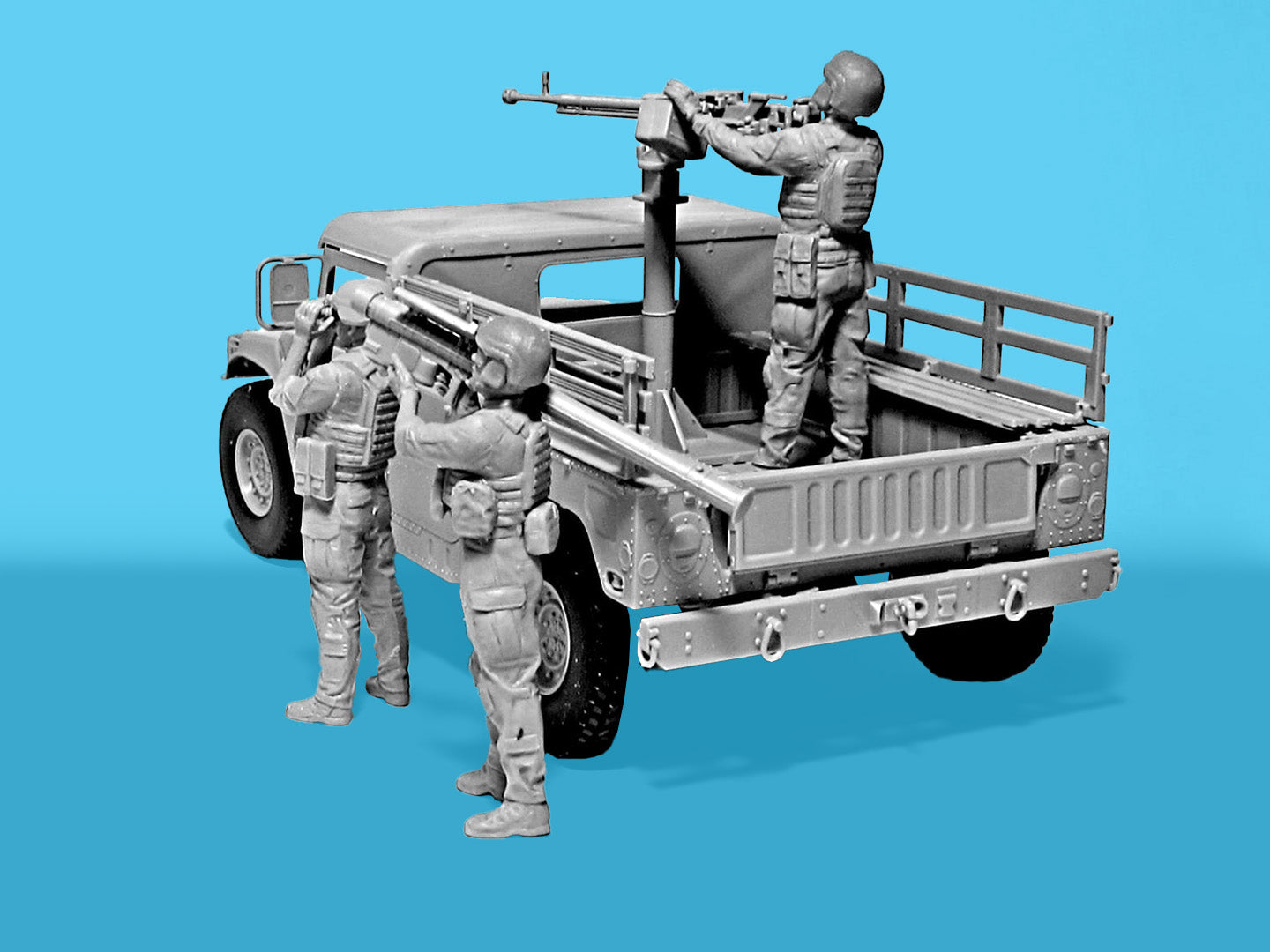 ICM 1/35 Ukrainian Drone Hunters Humvee M1097A2 with DShKM machine gun, gunner, observer and MANPADS operator (DS3531)