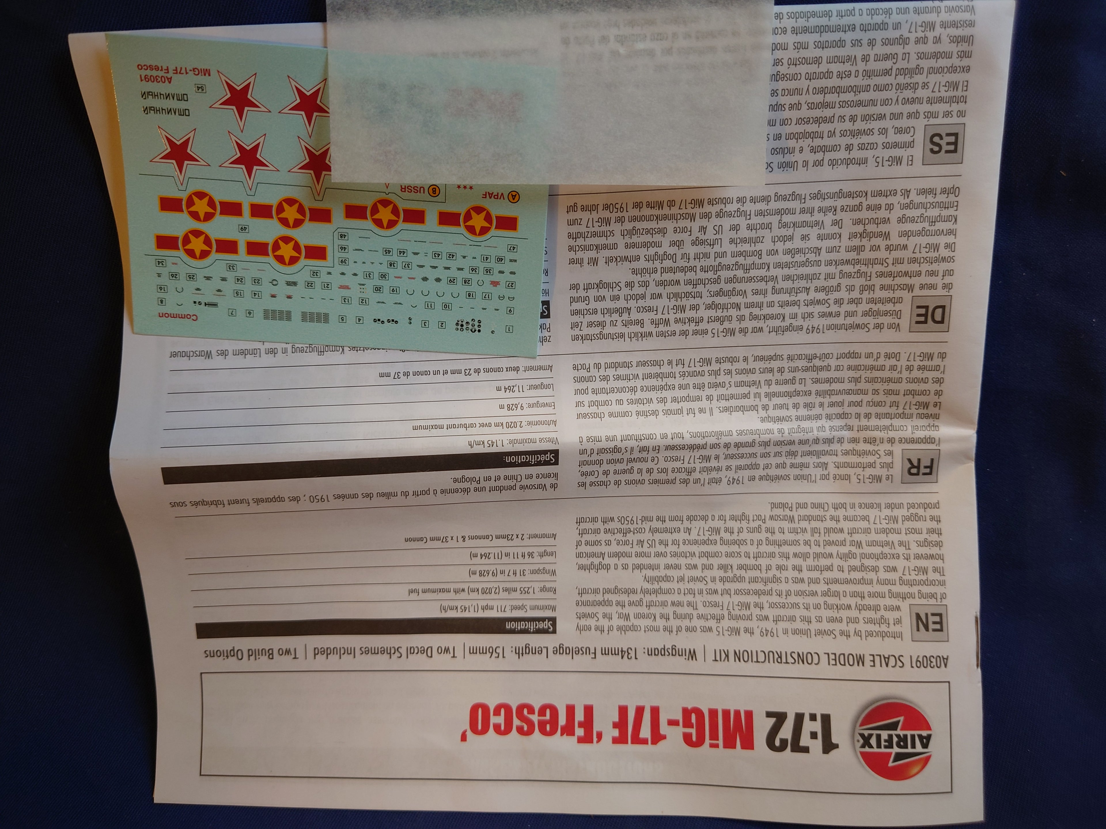 Airfix 1/72 Mikoyan-Gurevich MiG-17F 'Fresco' [Shenyang J-5] (A03091)