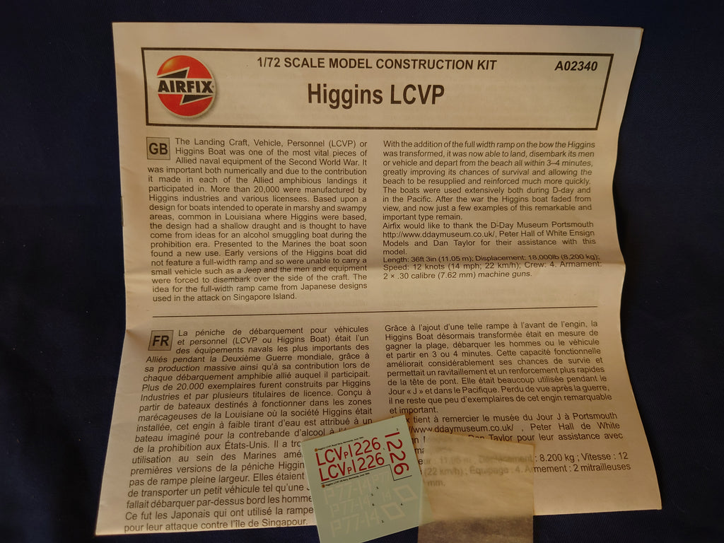 Airfix 1/72 Higgins LCVP (A02340)