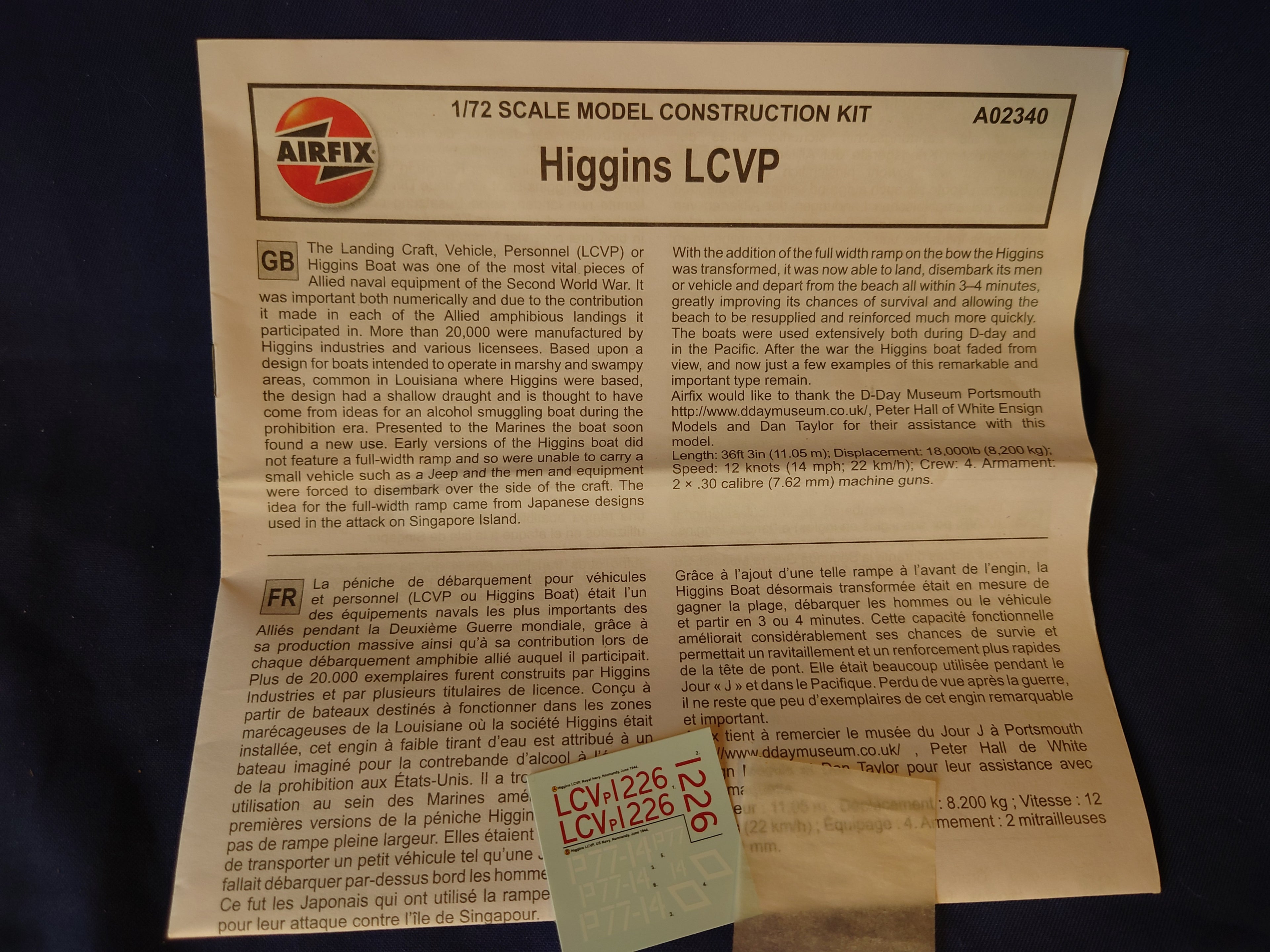 Airfix 1/72 Higgins LCVP (A02340)