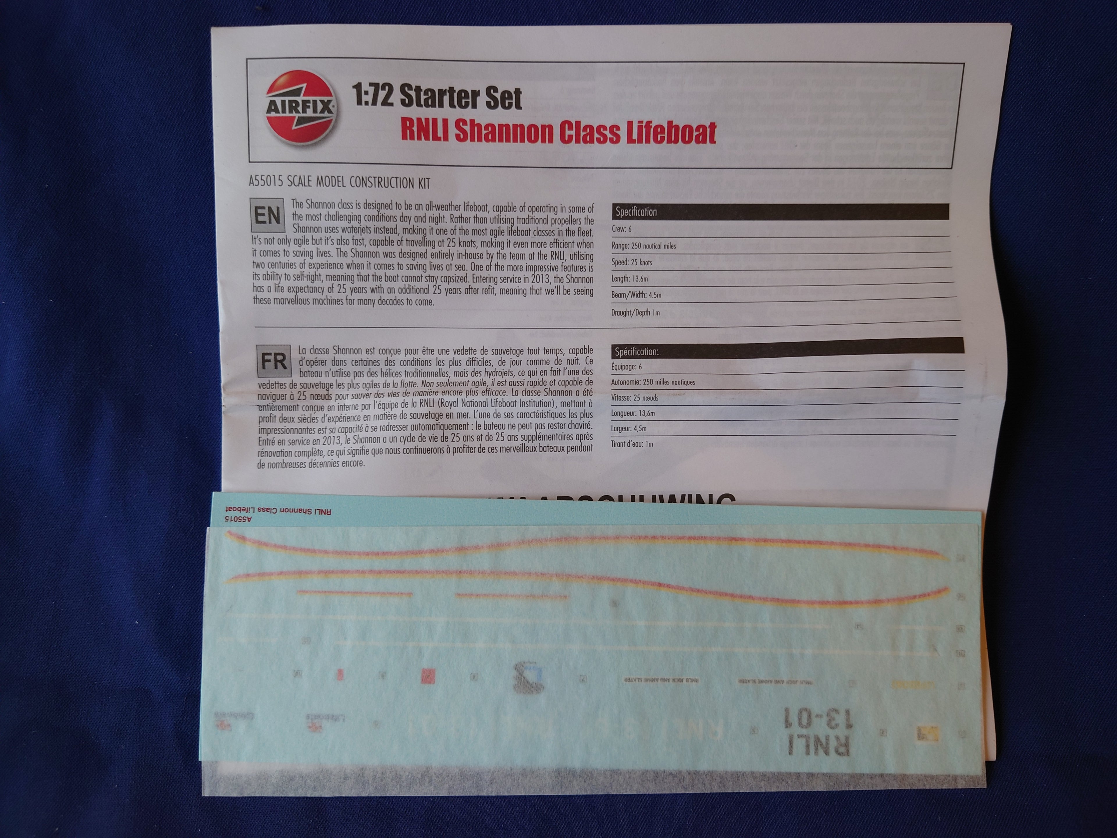 Airfix 1/72  Starter set RNLI Shannon Class Lifeboat (No paints) (A55015)