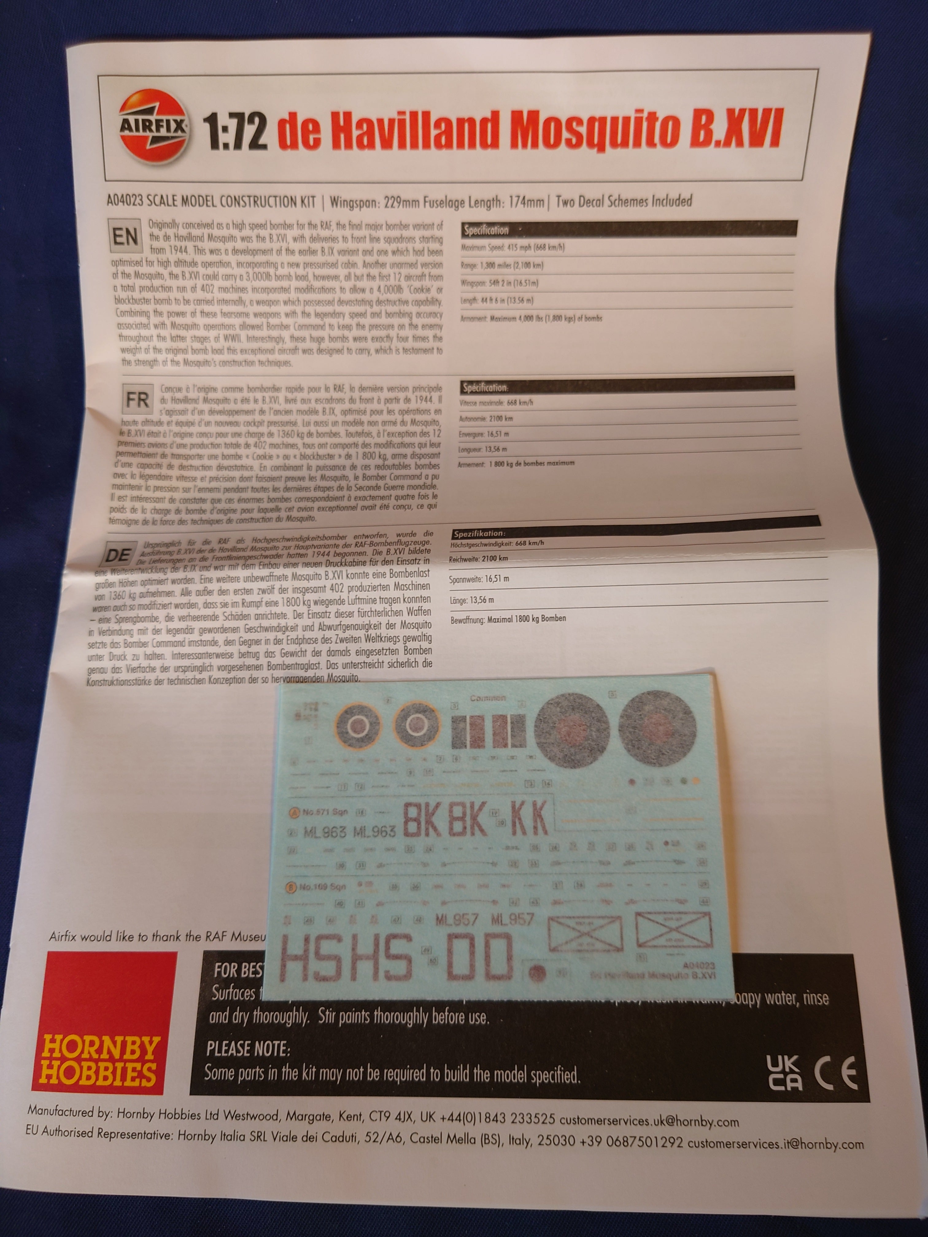 Airfix 1/72  De Havilland Mosquito B.XVI (A04023)