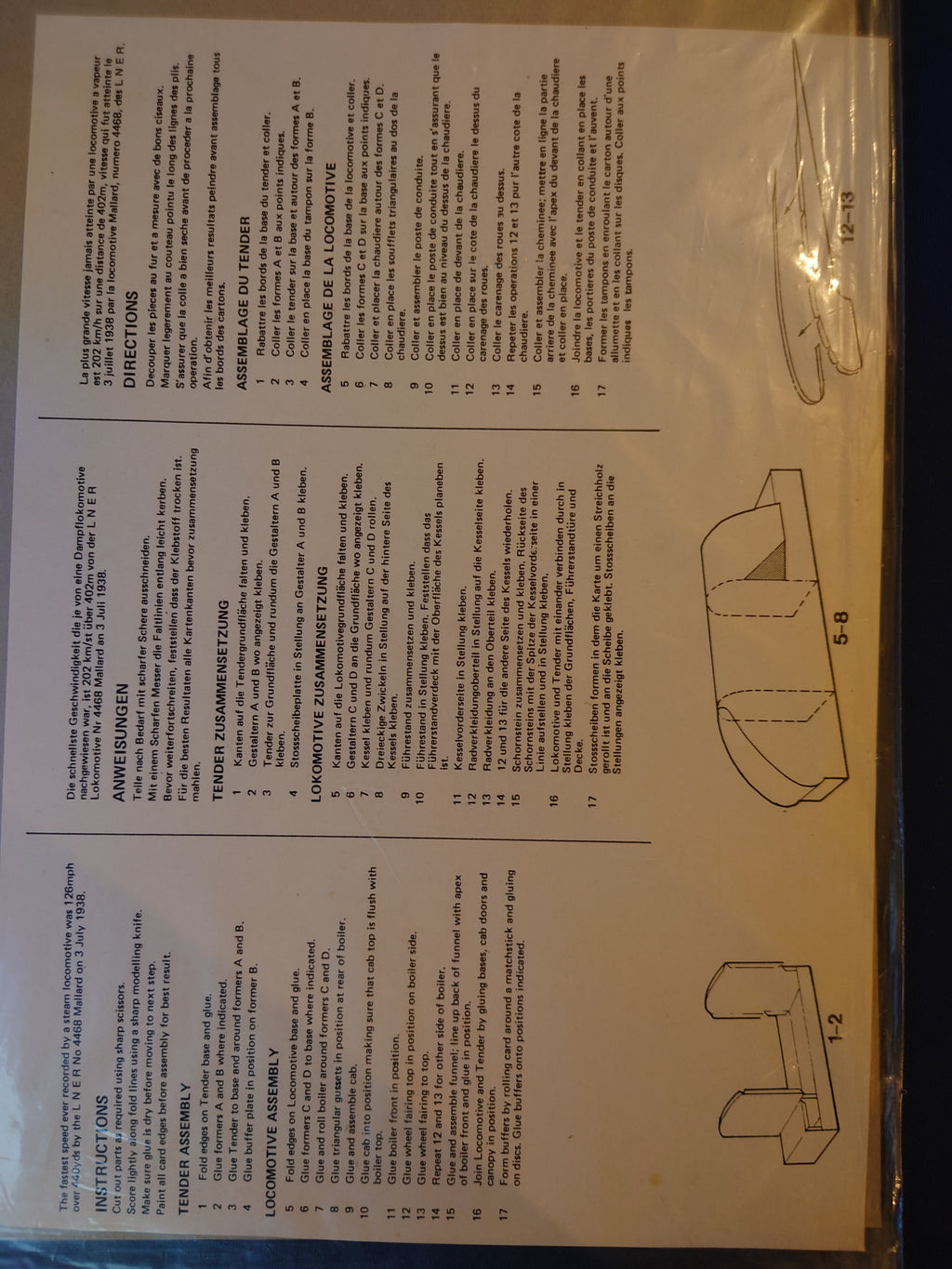 Mallard (O Scale) Train Cardboard Model Making Sheet