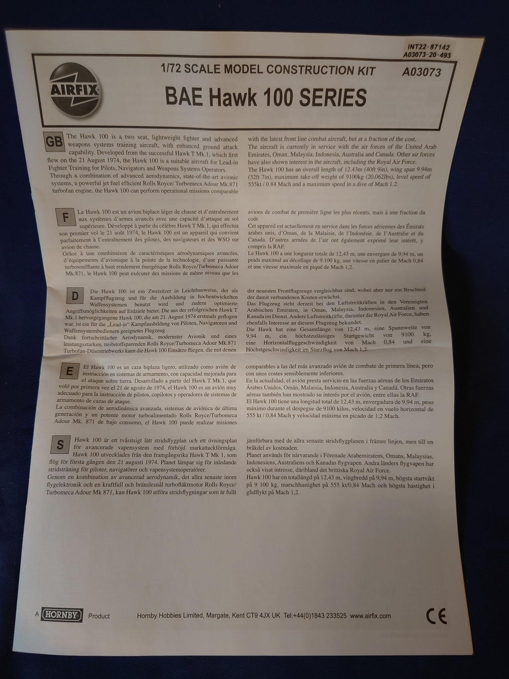 Airfix 1/72 BAe Systems Hawk (A03073)