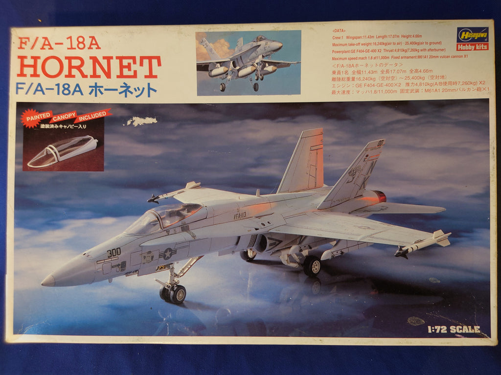 Hasegawa 1/72 F/A-18A Hornet (painted canopy included) (03012)