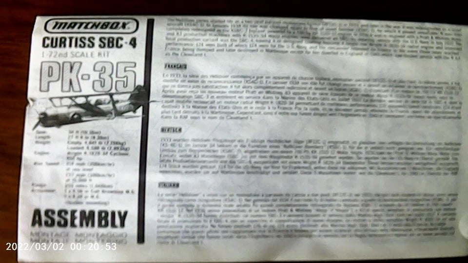 Matchbox 1/72 Curtiss SBC-4 (PK-35)