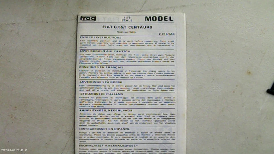 Frog 1/72 Fiat G.55 Single Seat Fighter (F216)