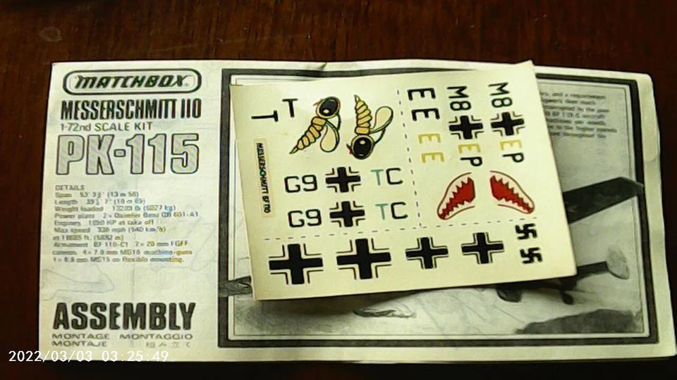 Matchbox 1/72 Messerschmitt 110 (PK-115)