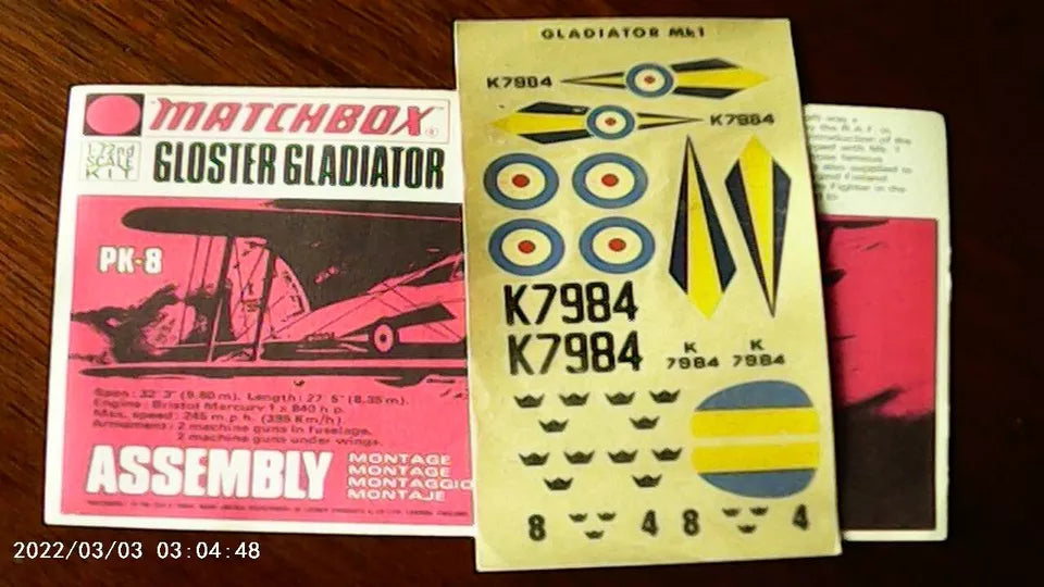 Matchbox 1/72 Gloster Gladiator (PK-8)