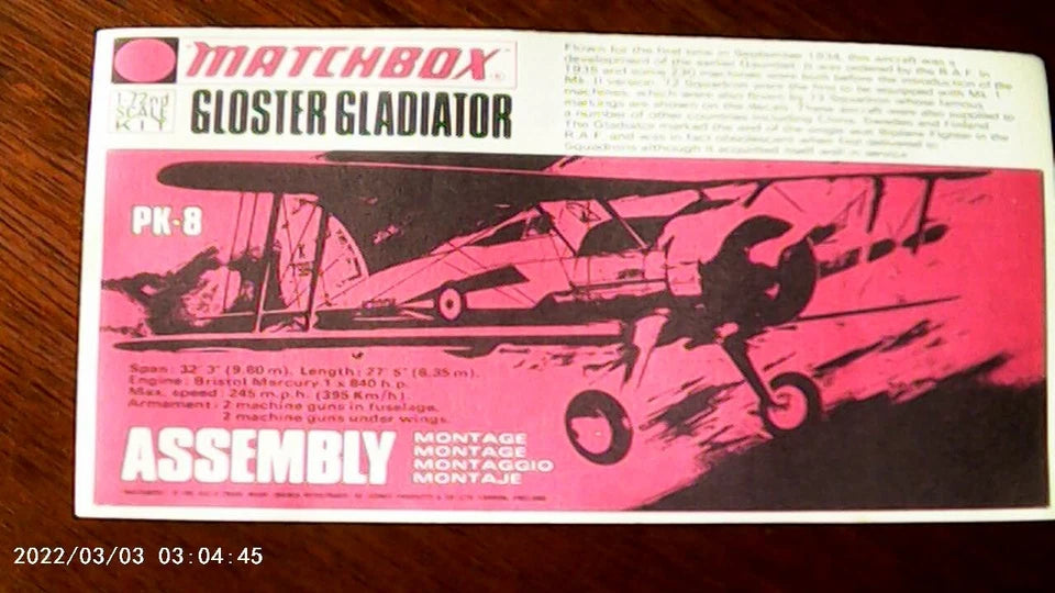 Matchbox 1/72 Gloster Gladiator (PK-8)