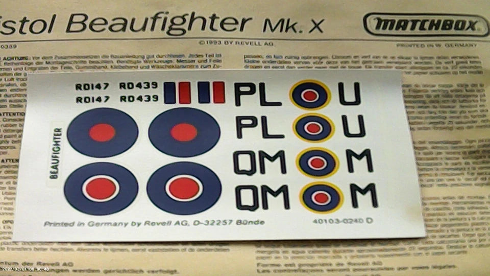 Matchbox 1/72 Bristol Beaufighter Mk.X (40103)