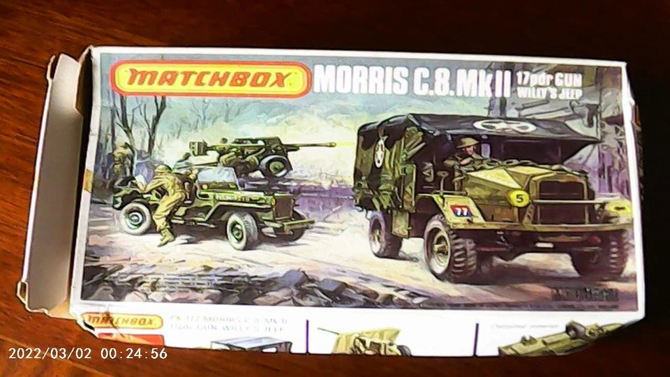 Matchbox 1/76 Morris C.8 MkII & 17pdr Gun & Willys Jeep (PK-172)