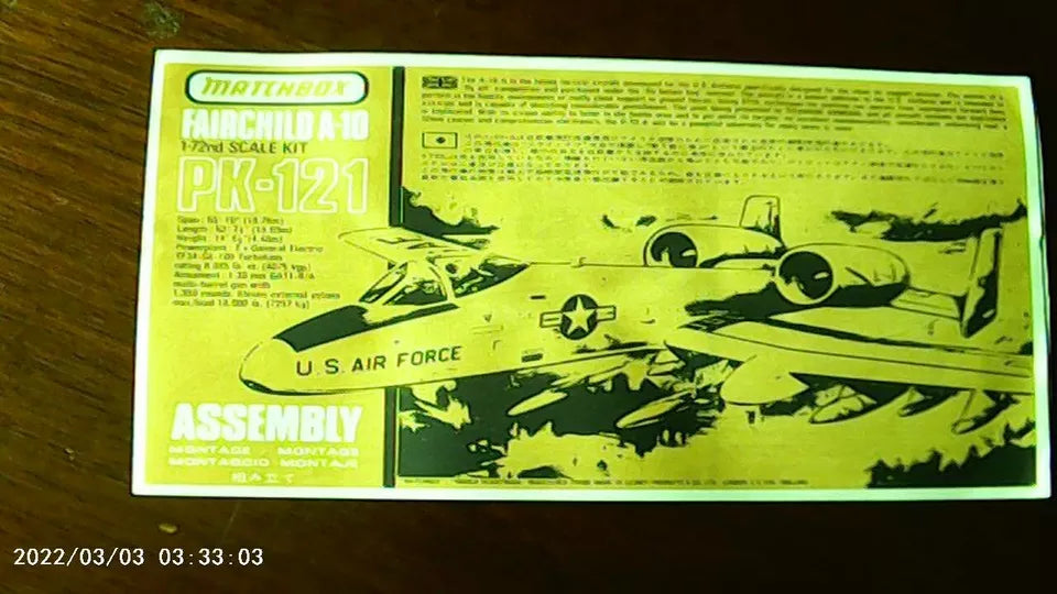 Matchbox 1/72 Fairchild A-10A (PK-121)