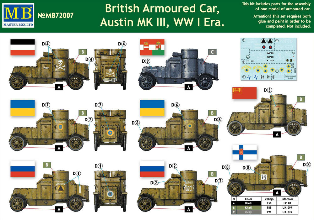 Master Box 1/72 British Armoured Car, Austin MK III WWI Era (MB72007) — New — image 5 of 5