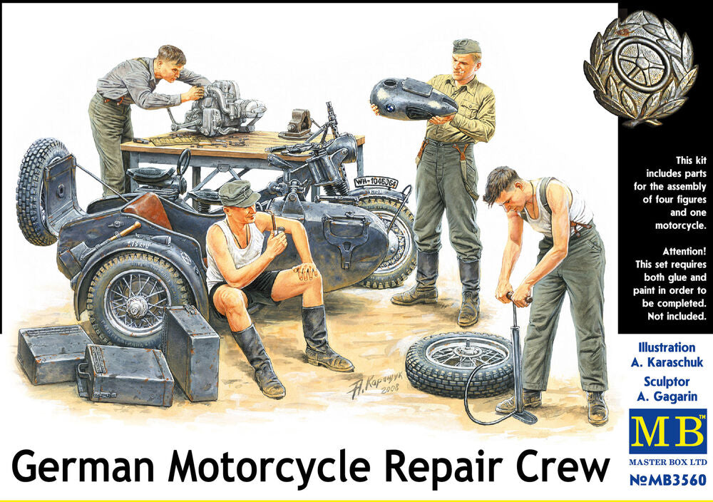 Master Box 1/35 German Motorcycle Repair Crew w/4 figures (MB3560) — New — image 3 of 4