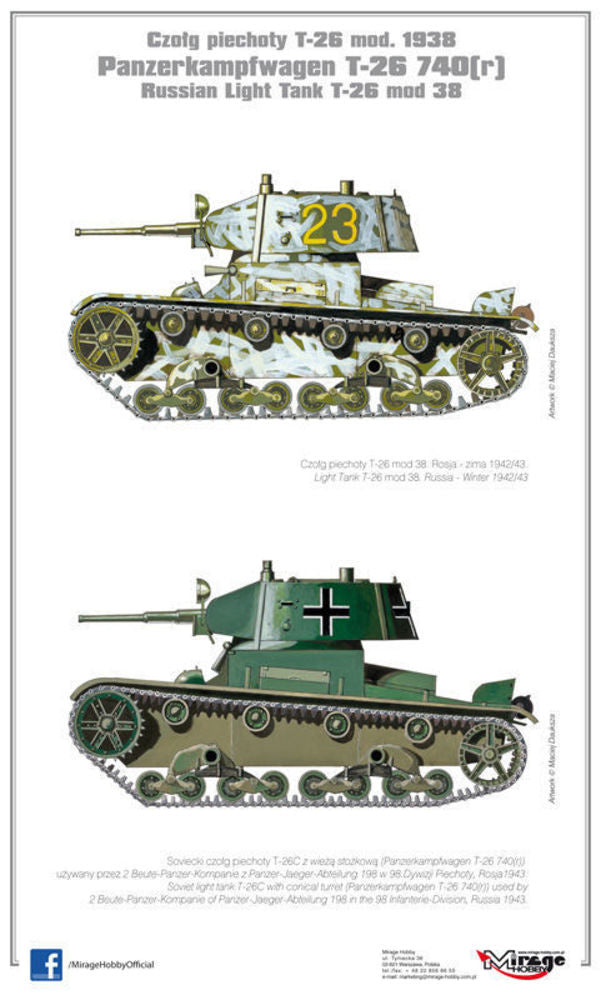 Mirage Hobby 1/35 Light Tank T-26(r) Panzerkampfwagen T-26 740(r) (355008) — New — image 2 of 2