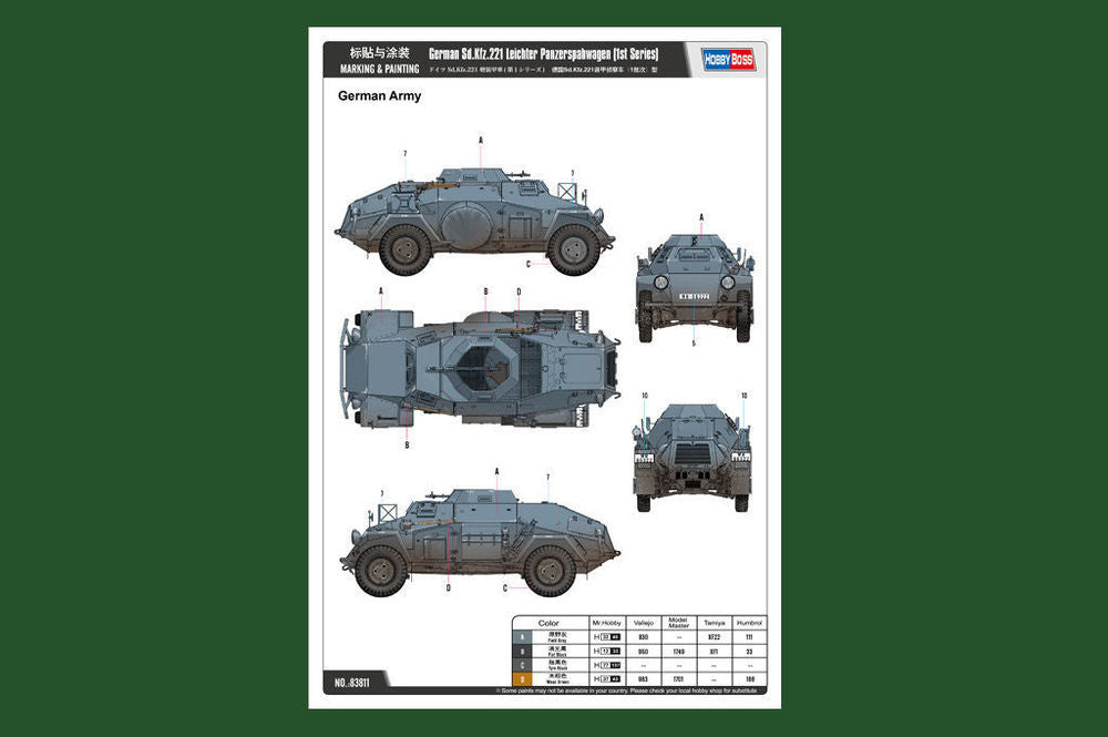 HobbyBoss 1/35 Sd.Kfz.221 Armoured Car 1st Series (83811) — New — image 9 of 11