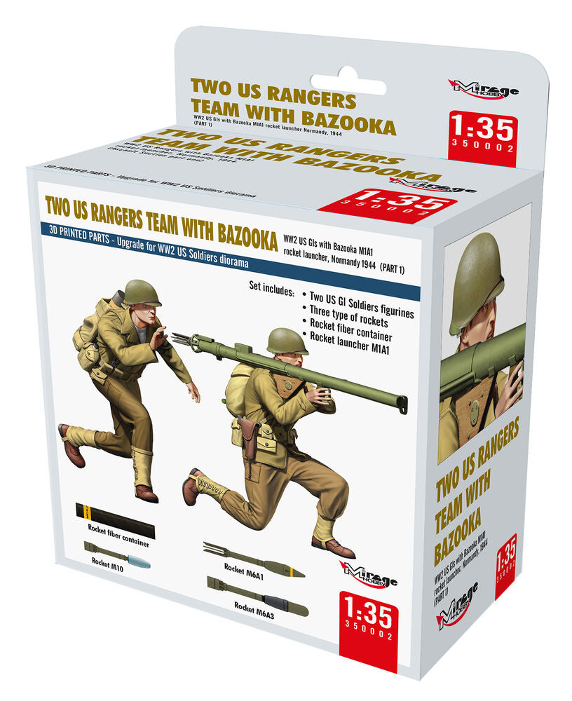 Mirage Hobby 1/35 Two US Rangers Team With Bazooka (350002) — New — image 2 of 2