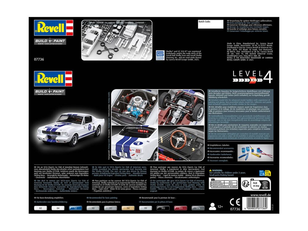 Revell 1/24 1966 Shelby GT 350 R Stirling Moss (07736) — New — image 3 of 11