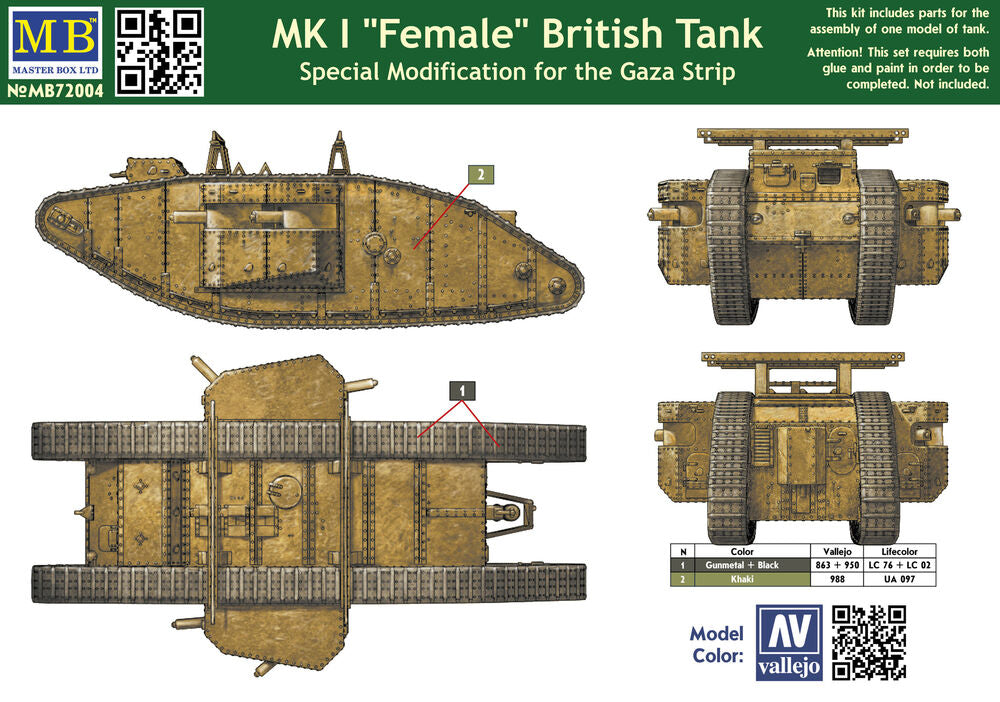 Master Box 1/72 Mk.I Female British Tank Gaza Modification (MB72004) — New — image 5 of 5