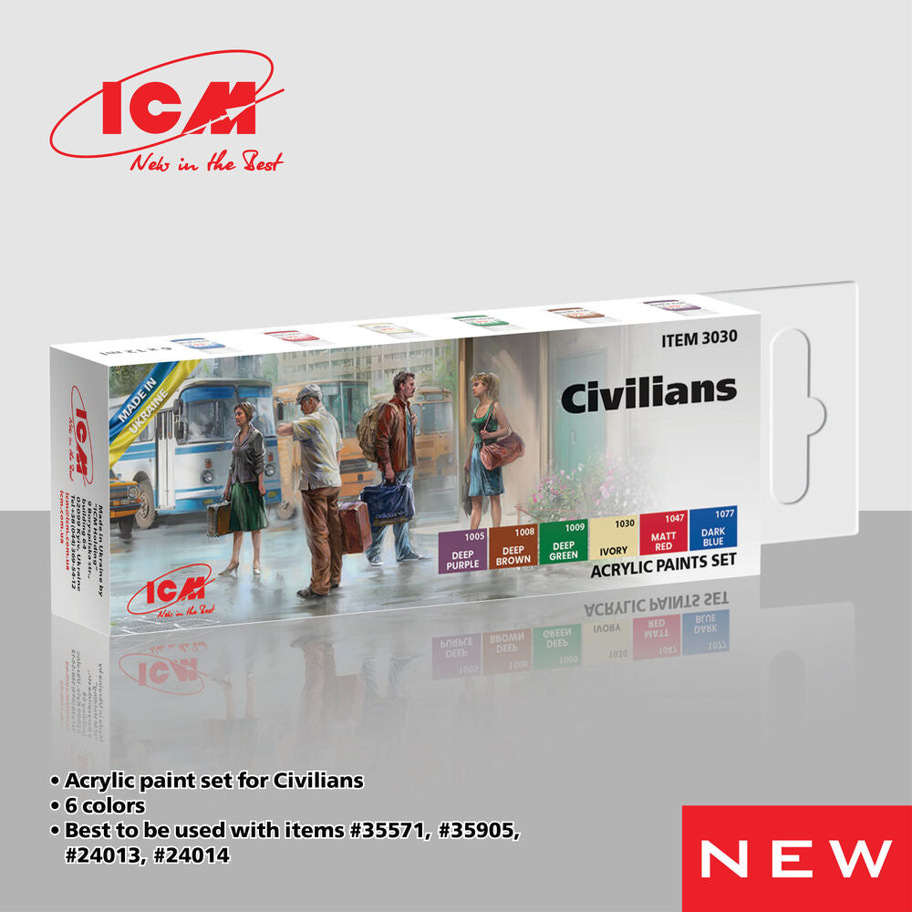 ICM Acrylic Paint Set Civilians (3030) — New — Paint Sets