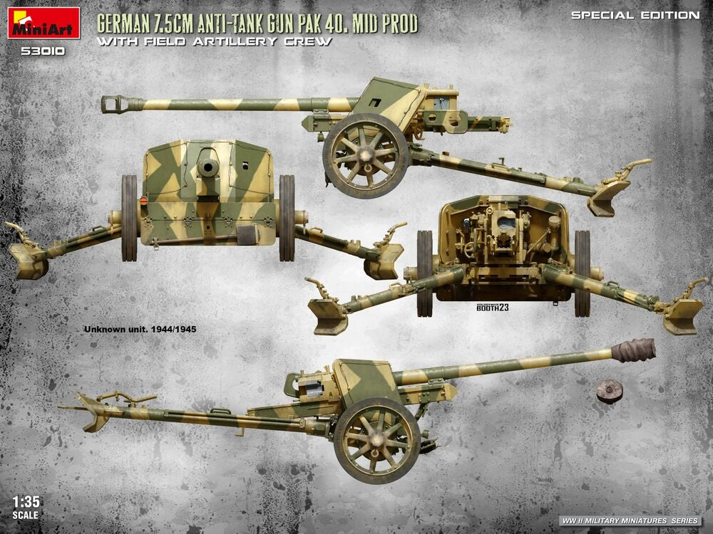 MiniArt 1/35 German 7.5cm Anti-Tank Gun PaK 40. Mid Prod w/ Artillery Crew Special Edition (53010) — New — WWII Military Miniatures Series — image 8 of 13